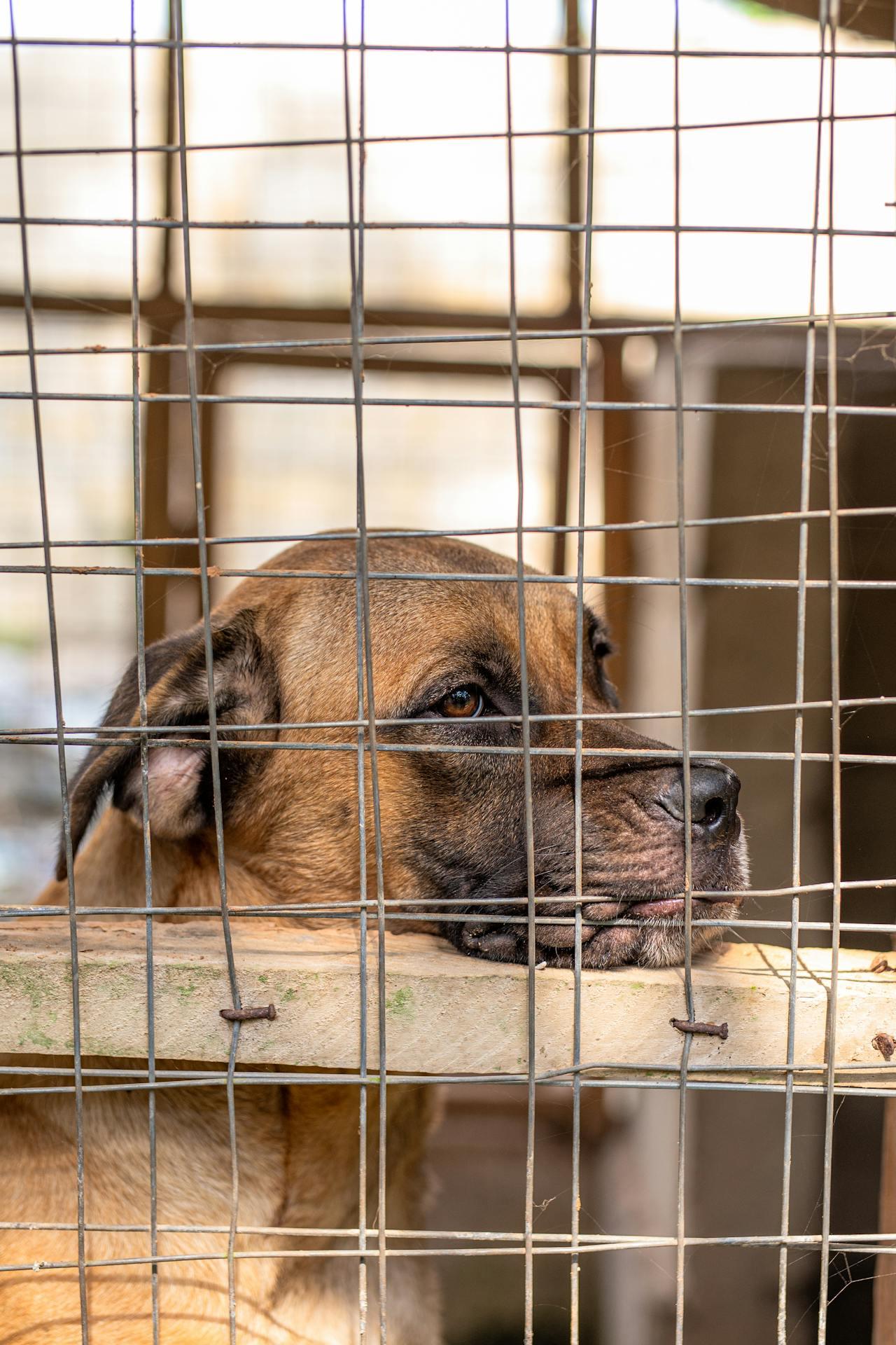 Hund wartet im Tierheim auf ein Zuhause