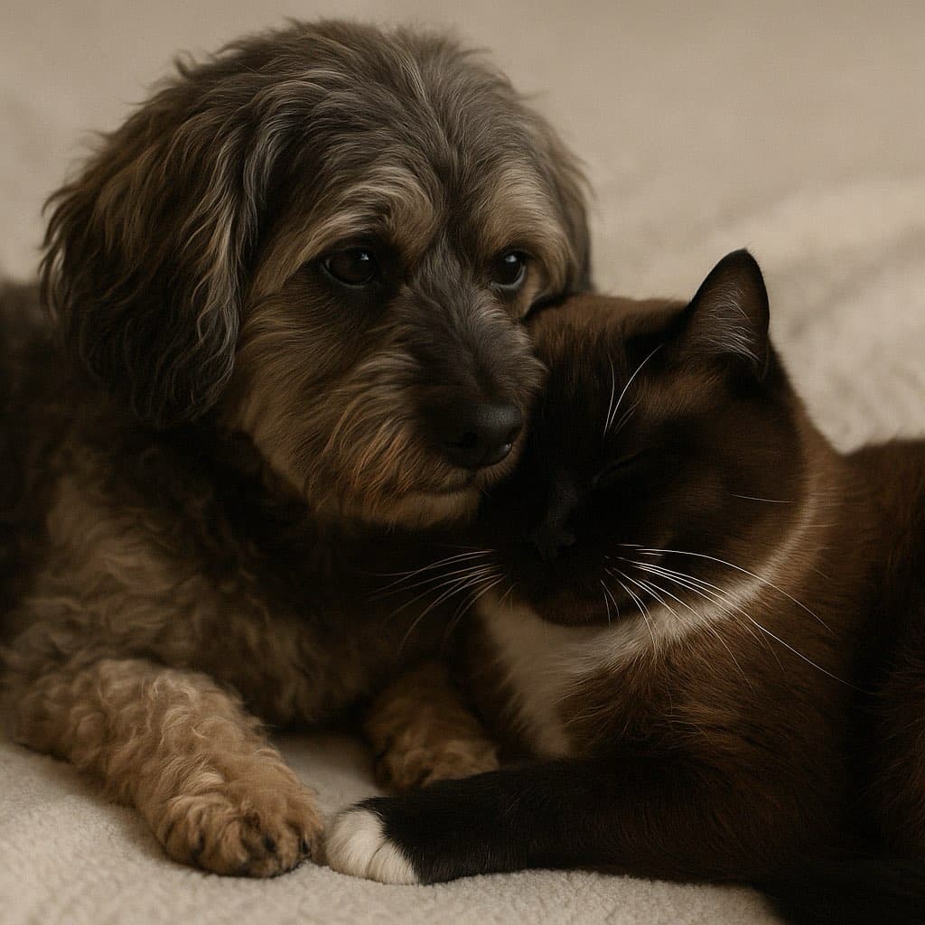 Hund und Katze zusammen